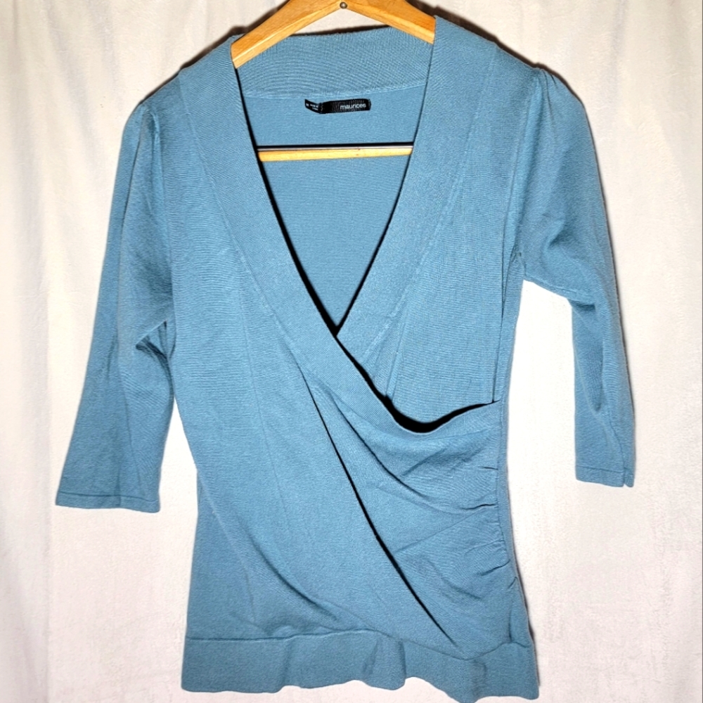 MAURICES WOMENS BLUE V-NECK Cross Body  SWEATER  Medium